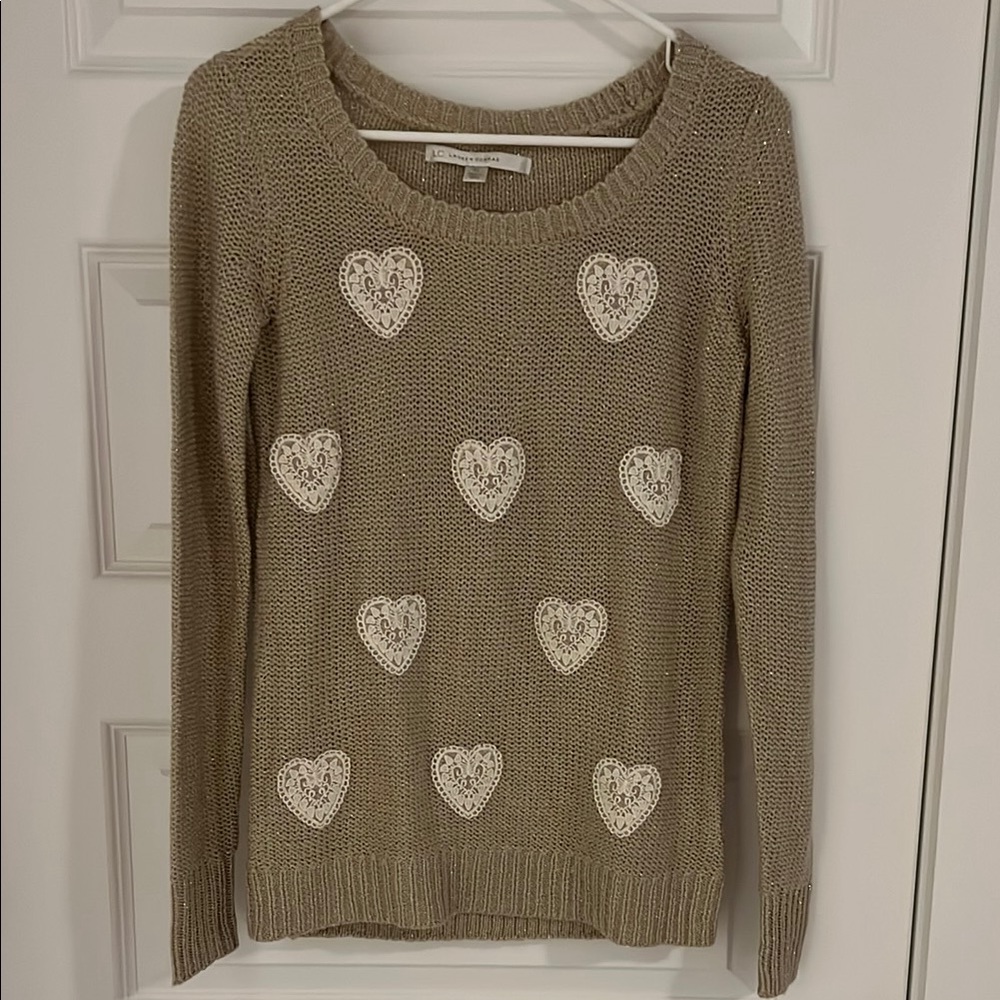 Lauren Conrad Tan Heart Pattern Sweater